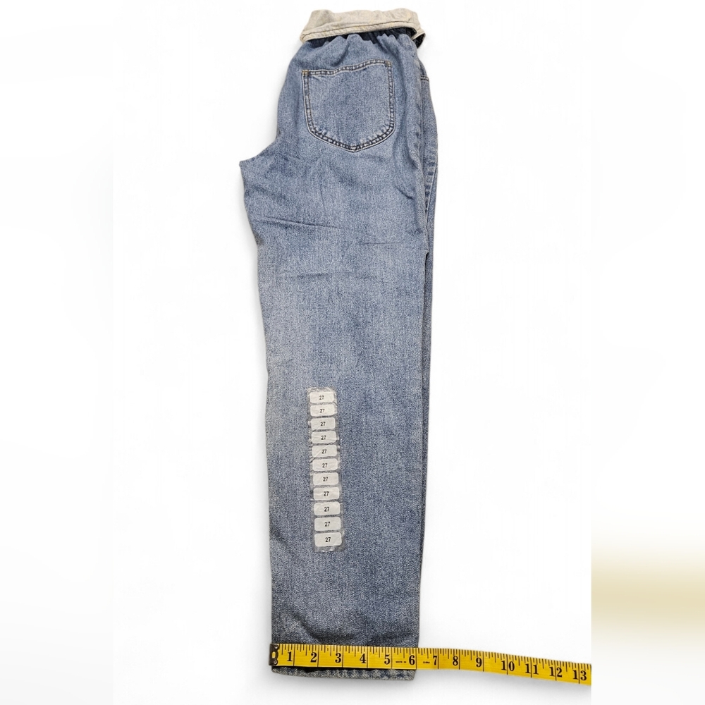 Urban Outfitters BDG High Rise Pleated Fold Over Mom Jeans In Blue Size 27 - Picture 11 of 11